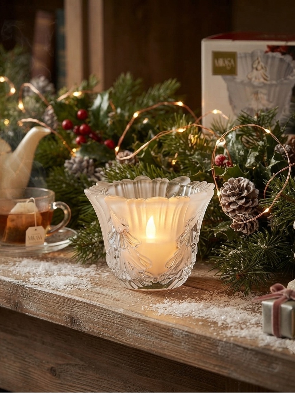Mikasa White Crystal Candle Holder Elegant Accent Piece